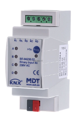 MDT BE-04230.02 4-fold binary input, 230 V AC inputs for KNX BE-04230.02 home automation