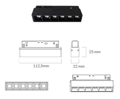 LEDCO MG06LBN/BI BARRA LED DARK LIGHT 48V 6W 4000K BIANCO