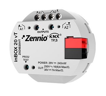 ZENNIO ZIOIB20VT inBOX 20 vT - Multifunction actuator for flush mounting with 2 outputs (16 A C-Load)