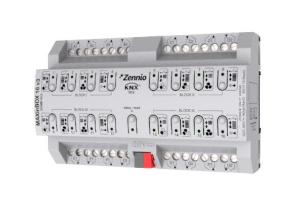 ZENNIO ZIOMB16V3 MAXinBOX 16 v3 - Multifunction actuator. 16 x 16 A outputs C-Load.
