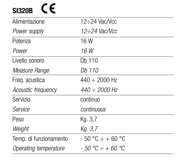 TECNOCONTROL SI320B Sirena antideflagrante certificata ATEX - 32 toni - 110 Db - 12/24 Vac/Vcc