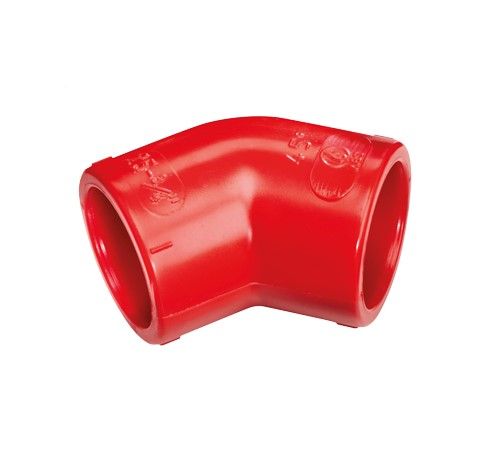 ELKRON FIRE 80RC1210123 AAE2545R 45° bend in ABS, diameter 25 mm, red colour