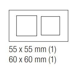 EKINEX EK-D2G-F Placca doppia 1 finestra 55X55mm + 1 finestra 60X60mm in NTM