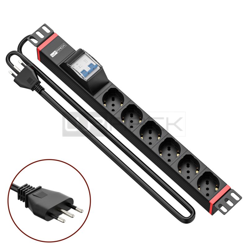 WP RACK WPN-PDU-I02-06 CANALE DI ALIMENTAZIONE (PDU) RACK 19" 6 X ITA/SCHUKO CON MAGNETOTERMICO
