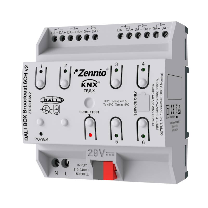 ZENNIO ZDIDLB6V2 MaxInbox DALI Broadc V2.,6OUT