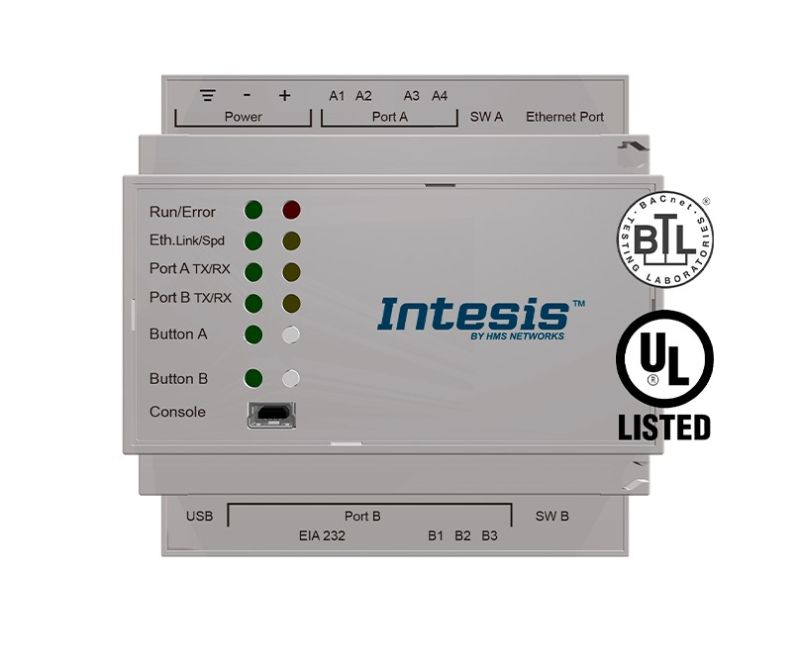 INTESIS INMBSBAC1000000 BACnet IP & MS/TP Client to Modbus TCP & RTU Server Gateway - 100 points
