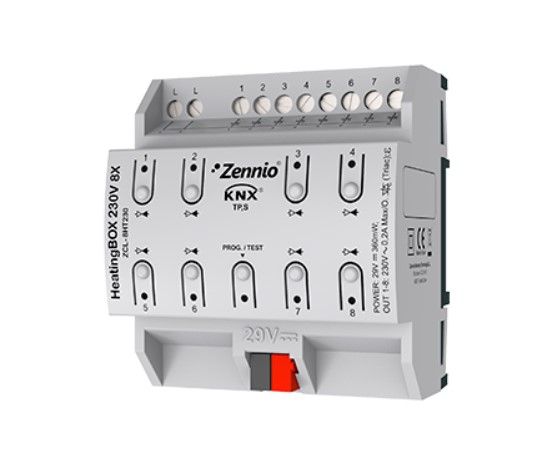 ZENNIO ZCL-8HT230 HeatingBOX 230V 8X - Attuatore di riscaldamento per un massimo di 8 uscite 230 VAC