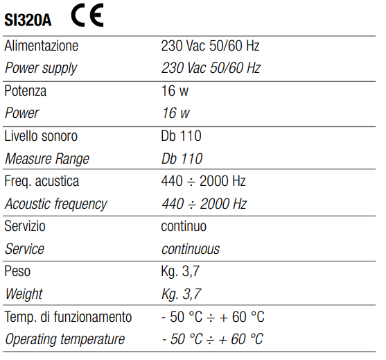 TECNOCONTROL SI320A Explosion-proof siren certified. ATEX - 32 tones - 110 Db - 230 V.