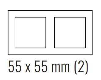 EKINEX EK-P2P-GAB Placca 2 posti plastica, finestra 55x55-Bianco ghiaccio