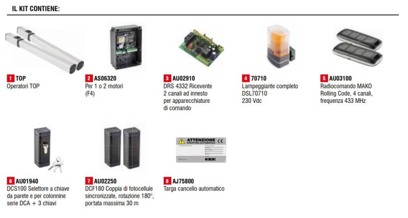 GIBIDI K391/BFSLT KIT TOP 391 - KIT AUTOMAZIONE PER CANCELLI A BATTENTE