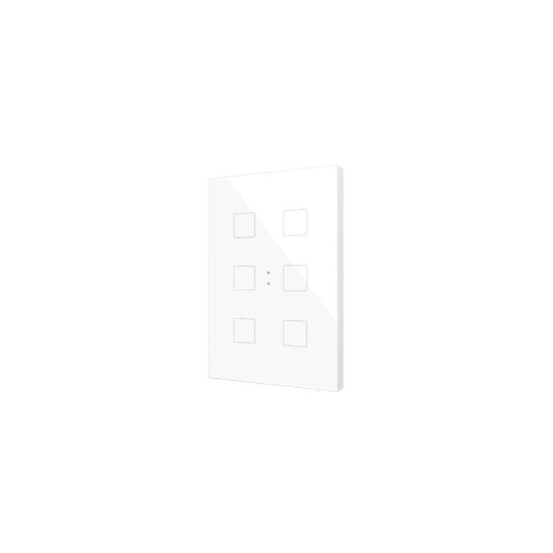 ZENNIO ZVIFXLX6W Interruttori touch capacitivi retroilluminati personalizzabili della famiglia Flat con sensore di prossimità e design piatto (9 mm) in formato XL 6 tasti, bianco