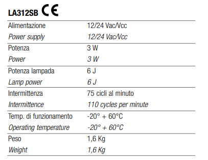 TECNOCONTROL LA312SB ATEX stroboscopic flashing light - 12/24 Vac - Vdc - wall