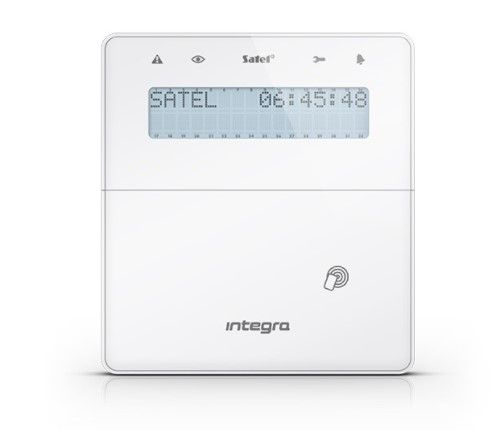 SATEL INT-KWRL2-W Wireless LCD keypad with proximity reader and door. ABAX 2 series. white colour. Also available in black (INT-KWRL2-B)