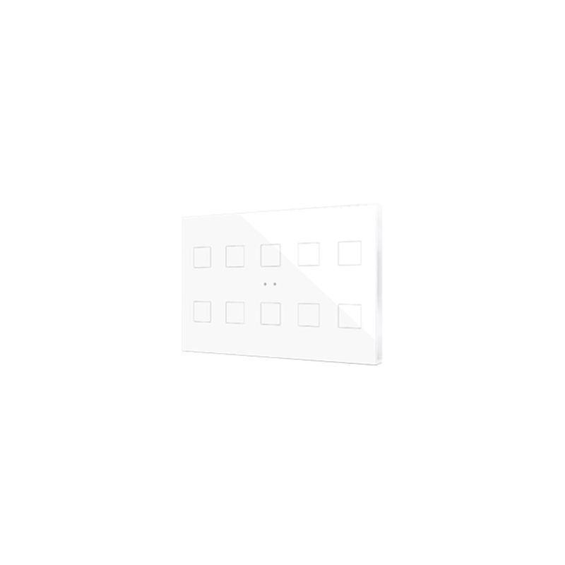 ZENNIO ZVIFXLX10GW Interruttori touch capacitivi retroilluminati personalizzabili della famiglia Flat con sensore di prossimità e design piatto (9 mm) in formato XL 10 tasti, bianco lucido
