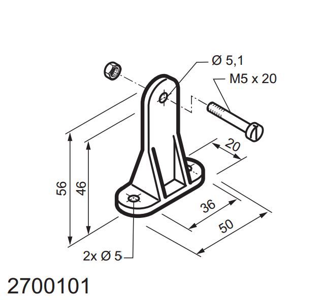 MINGARDI 2700101 “T”/“T” attachment brac bracket