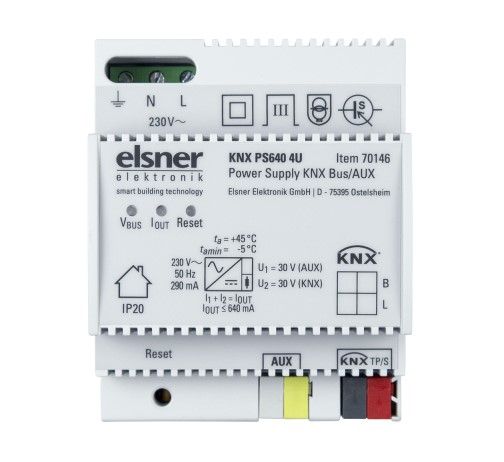 ELSNER 70146 KNX PS640 4U Power Supply KNX bus/Auxiliary Voltage