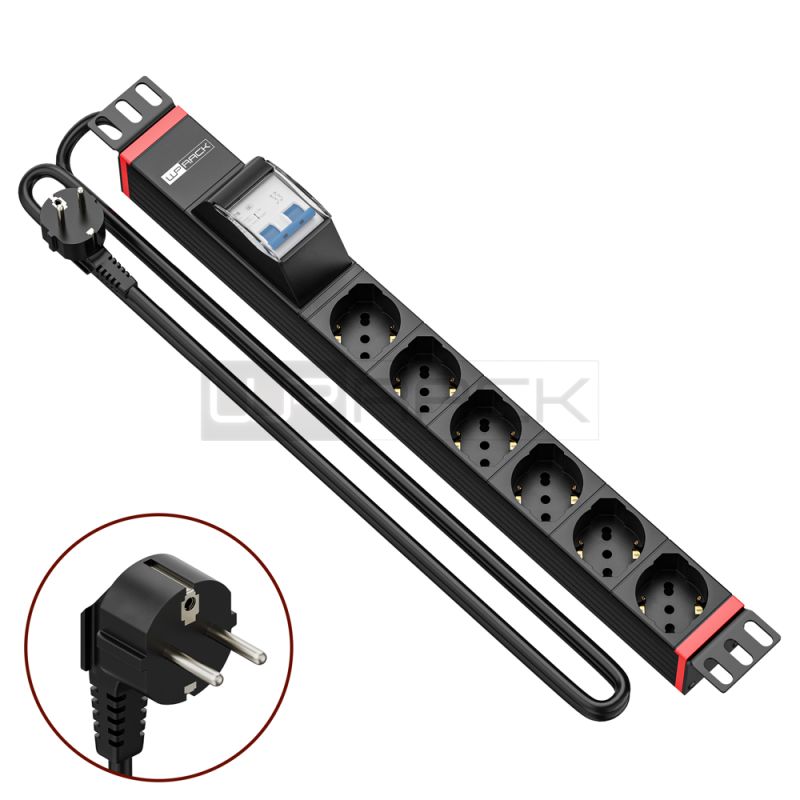 WP RACK WPN-PDU-G02-06 CANALE DI ALIMENTAZIONE (PDU) RACK 19" 6 X ITA/SCHUKO CON MAGNETOTERMICO