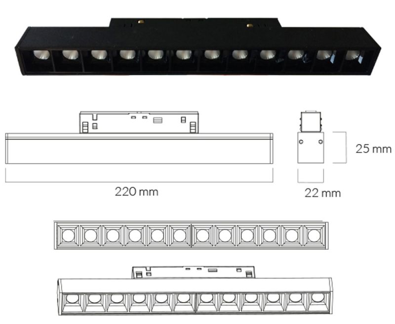 LEDCO MG12LBN/BI BARRA LED DARK LIGHT 48V 12W 4000K BIANCO