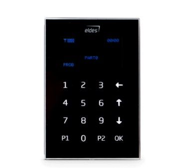 ELDES EKB2 Wired LCD touch keyboard color black, with blue backlight at high brightness.
