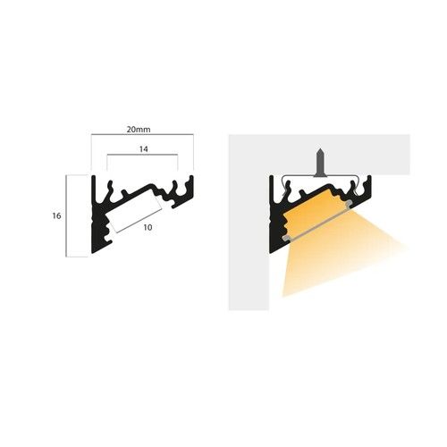LEDCO PR300/TDM ANGULAR PROFILE 10 MM. 2 METERS. ANODIZED HEAD OF M