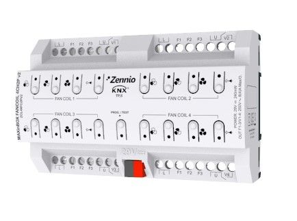 ZENNIO ZCL4FC2PV2 MAXinBOX FANCOIL 4CH2P v2 - Regolatore di fan coil per un massimo di 4 unità di fan coil a 2 tubi