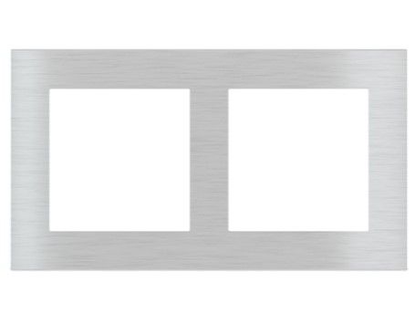 EKINEX EK-D2P-GAG Placca doppia 2 finestre 55X55 in plastica (colore argento)