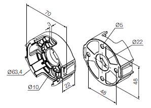 NICE 701.54.00 Compact plastic support, with recessed screw at 48 mm 