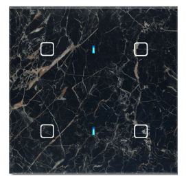 BLUMOTIX BX-F-QBM4 QUBIK MARBLE Cover vetro 4 Pulsanti 80X80mm Nero