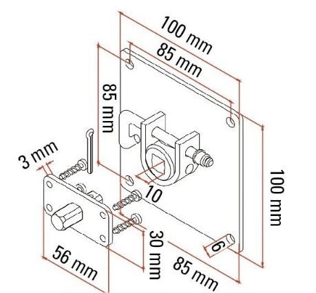 FAAC 132319 SUPPORT KIT WITH 100x100 UNLOCK+SQUARE PIN