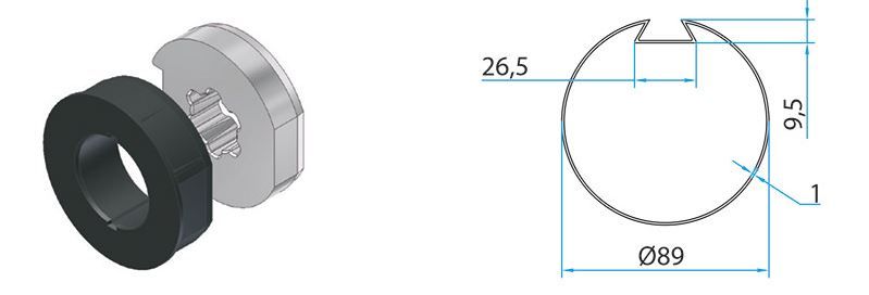 FAAC A4505_0516 TM2 45 Deprat 89 tube adapter