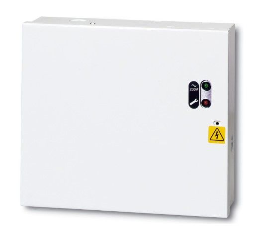 ARITECH INTRUSION PM842 12V 2A switching power supply supplied in a metal case with the possibility of accommodating a 7.2 Ah backup battery
