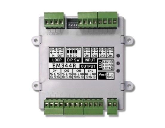 INIM FIRE EM344S Addressed analog module equipped with 4 conventional inputs/2 and 4 supervised outputs