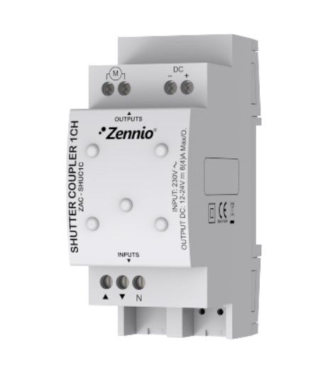 ZENNIO ZAC-SHUC1C Shutter Coupler 1CH - AC/DC Shutter adaptor for one channel