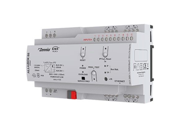 ZENNIO ZPR88 ALLinBOX 88 - Dispositivo multifunzione con alimentatore, interfaccia KNX-IP, 8 uscite, 8 ingressi e modulo logico
