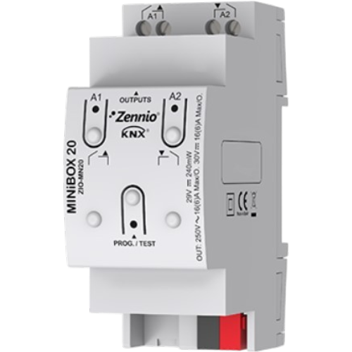 ZENNIO ZIO-MN20 MINiBOX 20 - Multifunction actuator with 2 (16 A) outputs