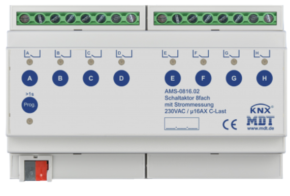 MDT AMS-0816.02 AMS-0816.02: Attuatore di commutazione 8 volte, 16 A, 230 V CA, carico C