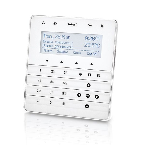 SATEL INT-KSG-WSW Tastiera touch sense con display LCD configurabile. colore bianco