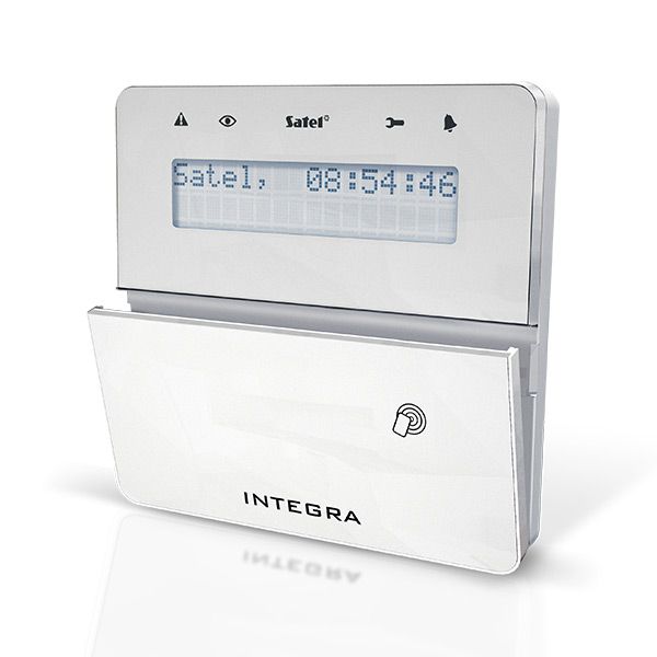SATEL INT-KLFR-WSW LCD keypad with proximity reader and white door