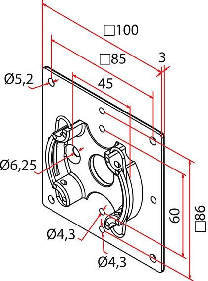 FAAC A4506_0614S TM2 SUP45 - CLIP SUPPORTO 100X100_1PC