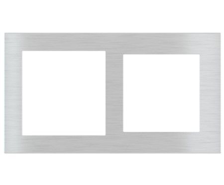 EKINEX EK-D2G-GAG Placca doppia 1 finestra 55X55 + 1 finestra 60X60 in plastica (colore argento)