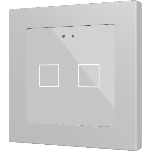ZENNIO ZVIF55X2V2S Interruttore touch capacitivo retroilluminato (55 x 55 mm) 2 tasti, argento