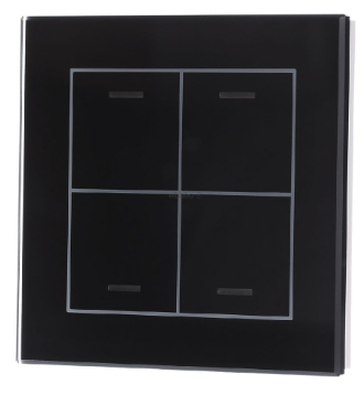 MDT BE-GTL4TS.01 EIB, KNX, Glass Push Button II Lite 4 times, RGBW, neutral, with temperature sensor, black