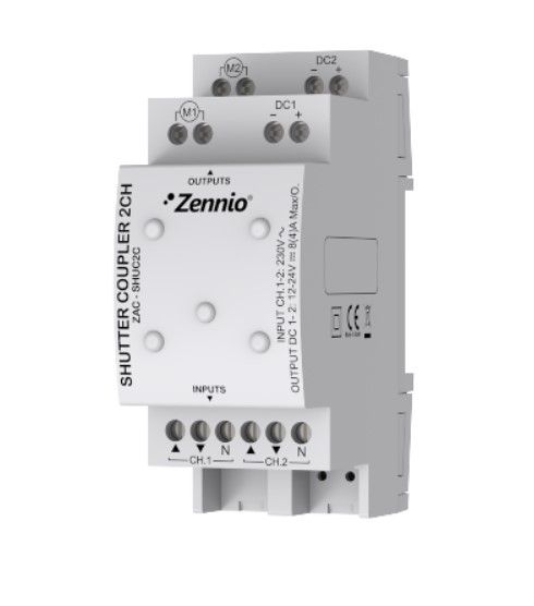 ZENNIO ZAC-SHUC2C Shutter Coupler 2CH - AC/DC Shutter adaptor for up to two channels