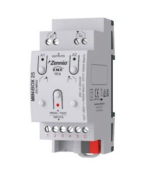 ZENNIO ZIO-MN25 MINiBOX 25 - Multifunction actuator with 2 outputs (16 A) and 5 analog-digital inputs