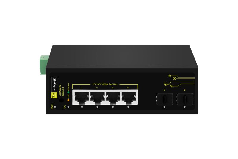 SKILLEYE SNE-SM040002P2IV01 Industrial Switch, 4x 10/100/1000Base-T POE/POE+,