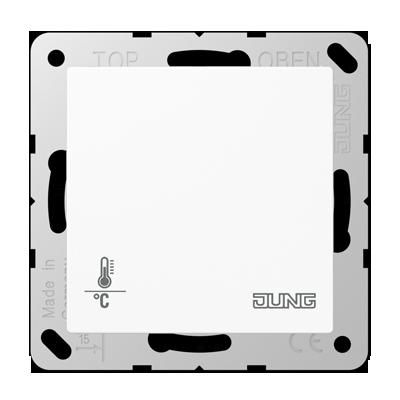 JUNG A2178ORTSWW KNX room thermostat with integrated bus coupler and 4-channel button interface. Without temperature adjustment knob - alpine white