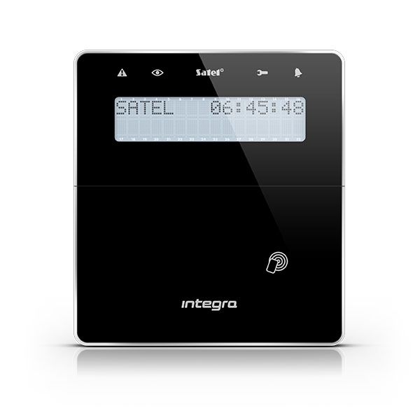 SATEL INT-KWRL2-BSB Tastiera LCD wireless con lettore di prossimità  e sportello (ABAX 2, retroilluminazione bianca, frontale nero, frame argento, fondo nero)