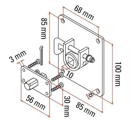 FAAC 132318 SUPPORT KIT WITH 85x100 UNLOCK+CMS SQUARE PIN