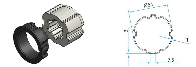 FAAC A4505_0509S TM2 AD45 - TM2 45 Adattatore per tubo ZF 64mm