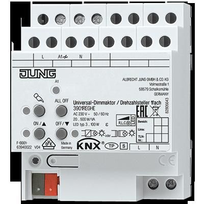 JUNG 3901REGHE KNX universal dimmer actuator - 1 x 500W